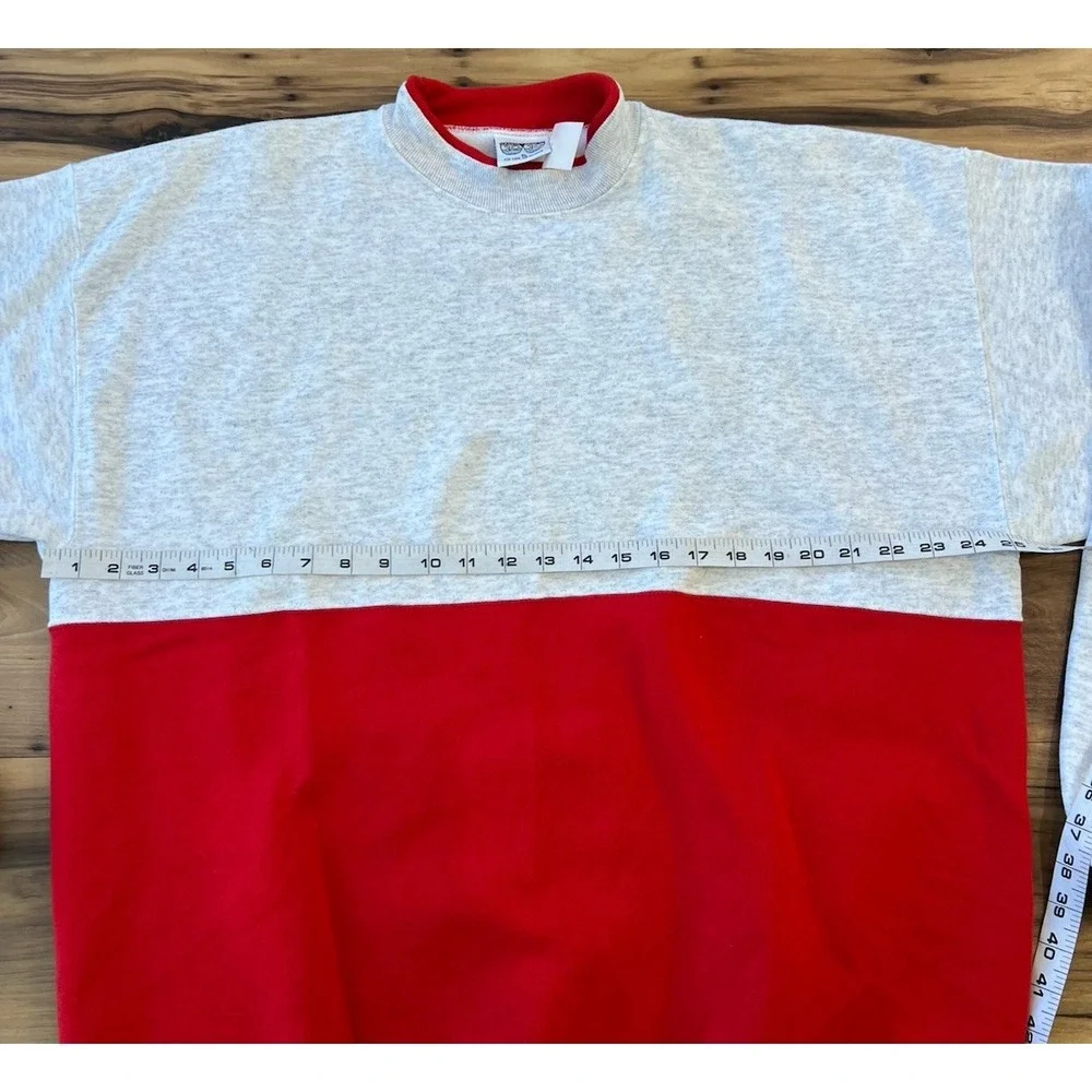 Vintage 20/20 Sport Sweatshirt Mens XL Colorblock Red Gray Crewneck NWT